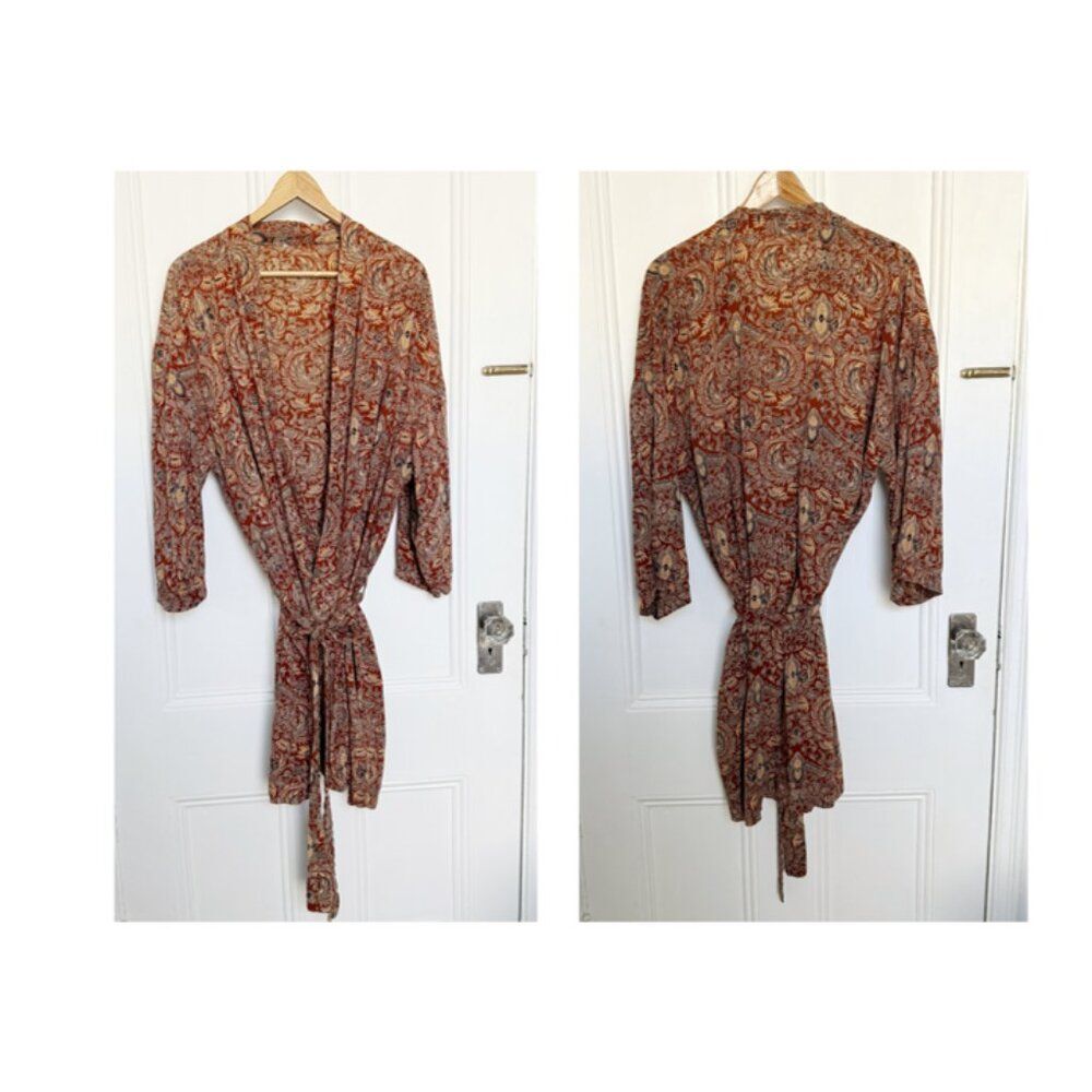Vintage Furama Resort Da Nang Vietnam Large Short Robe Handblocked Botanical